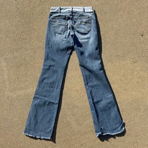 Ariat 29L Capitola Mid Rise Piper Flare Blue Jeans Frayed Hem 10030252 29x35 - Picture 3 of 10